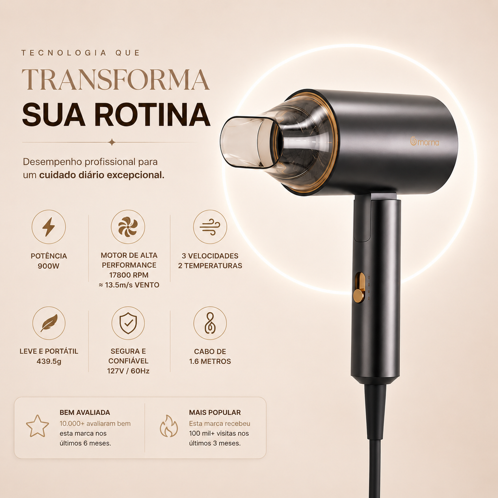 Secador Portátil Morina - Dobrável e Compacto para Viagens