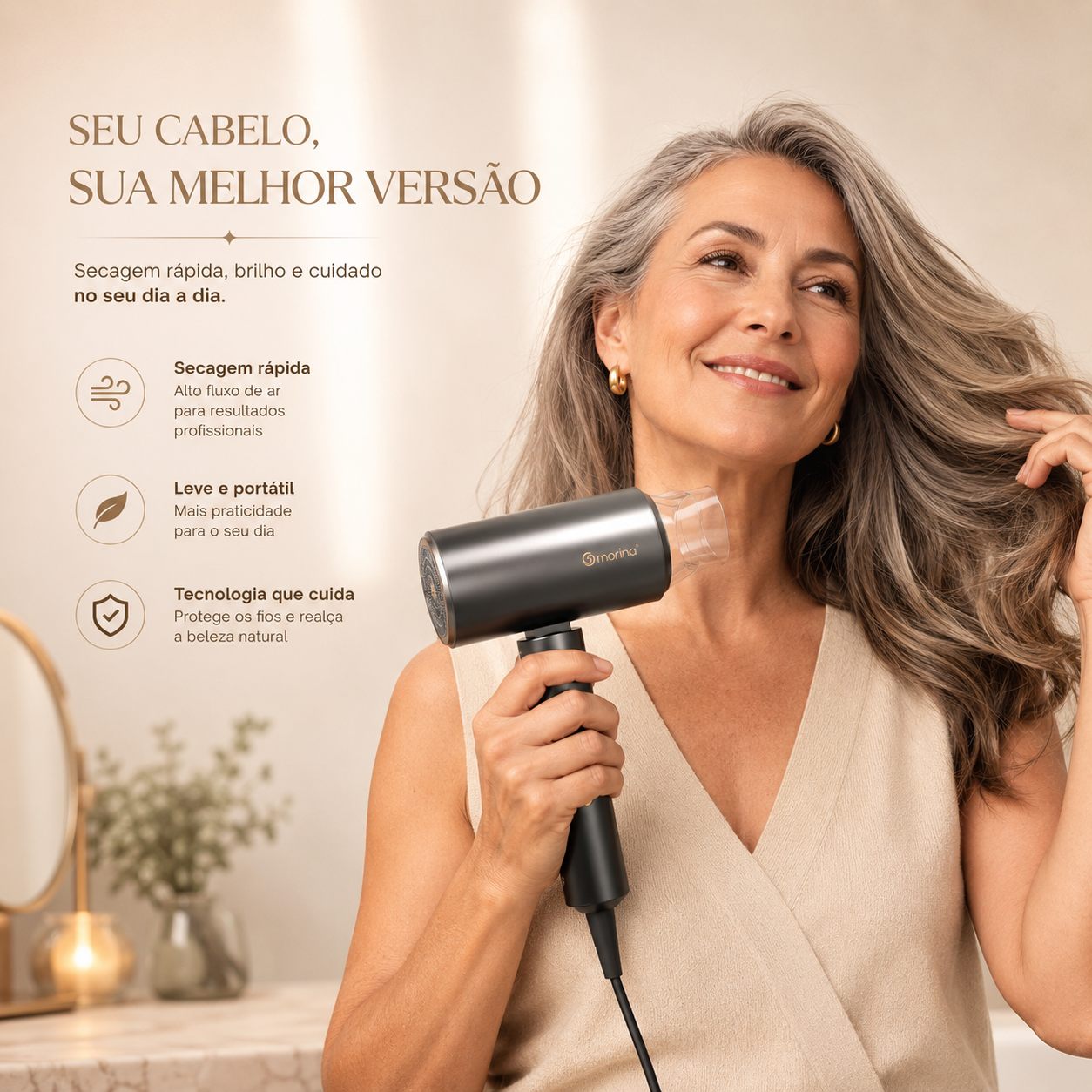 Secador Portátil Morina - Dobrável e Compacto para Viagens